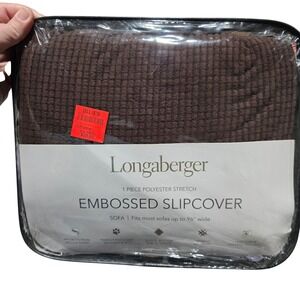 Longaberger Chocolate Brown Embossed Sofa Slipcover Stretch 1 Fits up to 96in